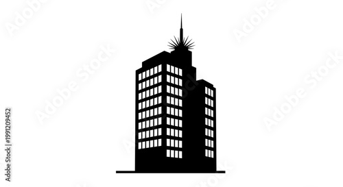 Black silhouette of a skyscraper building.