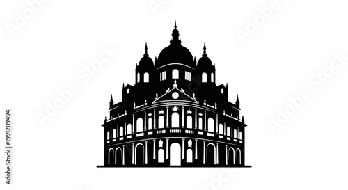 Black silhouette of large building 2.