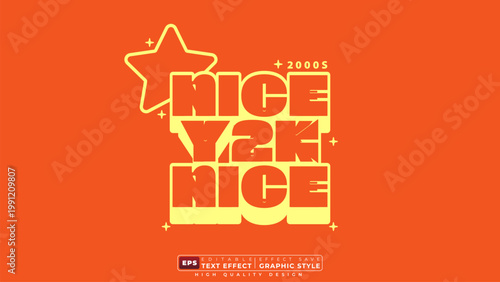 Editable 3d text effect nice y2k with star for banner template