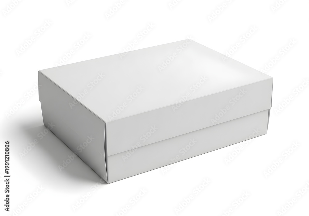 Naklejka premium Isolated rectangular white cardboard box packaging mockup, closed paper container, product display, shipping storage carton