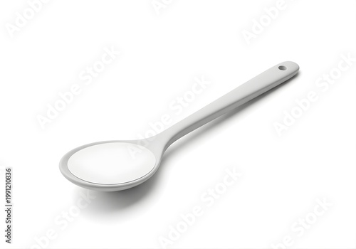 Isolated matte grey silicone kitchen spoon, flat design kitchenware, cooking tool, culinary utensil, food preparation accessory