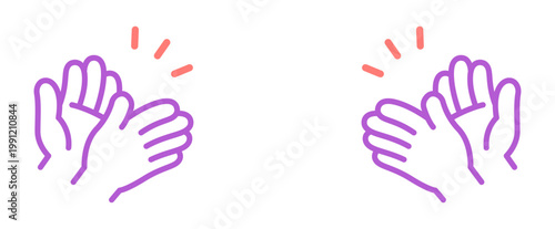 拍手する2組の手　線画