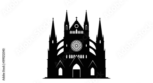 Gothic Cathedral Silhouette Architecture Design.