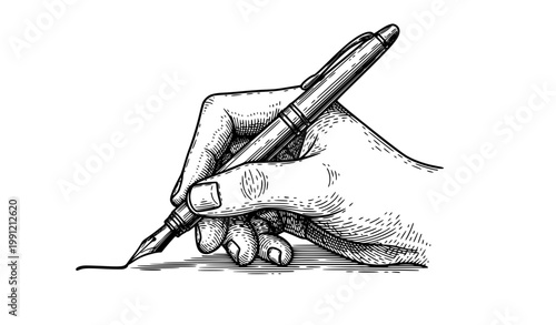 SEO Title
Vintage engraved hand writing with fountain pen authorship and signature concept outline vector isolated on white background