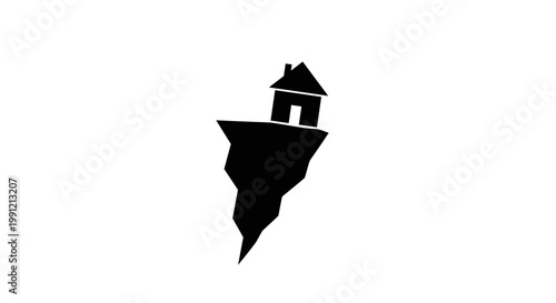 House on Cliff Edge Silhouette.