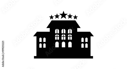 Hotel Building Architecture Design Icon.