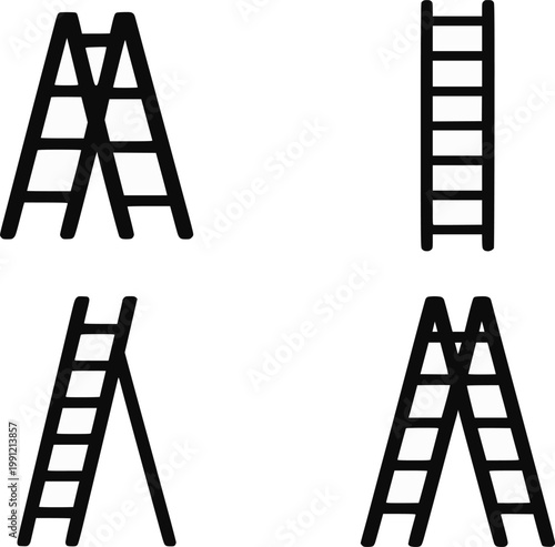 Ladder multiple types silhouette vector illustration set