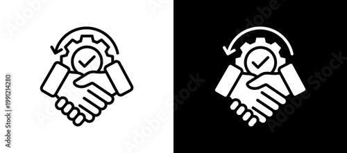 Strategic Partnerships Icon Set In Black And White Filled Style Collection
