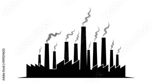Industrial Factory Pollution Emission Icon.