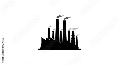 Industrial Factory with Smoking Stacks.