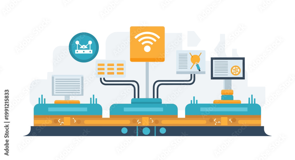 Naklejka premium Industrial automation technology control system.