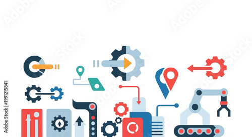 Industrial automation robotic technology icons.