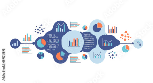 Infographic business data analysis charts graphs.