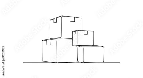 Stack of Cardboard Boxes, Delivery, Shipping, Storage, Logistics, Warehouse, Moving, Package