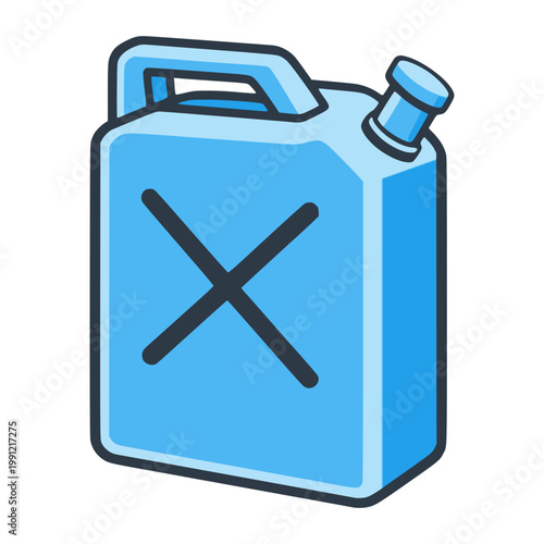 blue color canister petrol fuel jerrycan flat color vector illustration template design