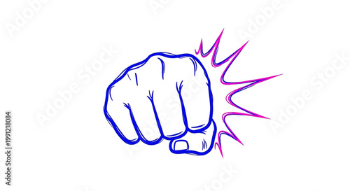 A dynamic hand punch illustration showing power and impact.