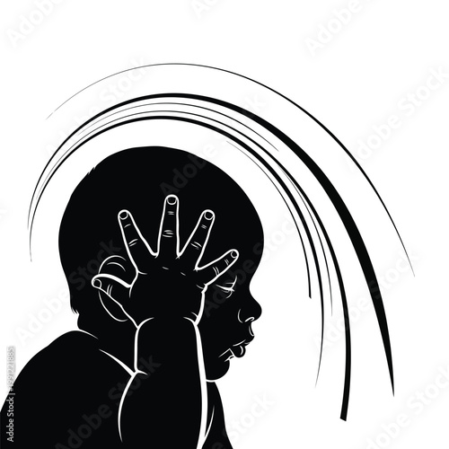 Baby Protecting Face from Wind.