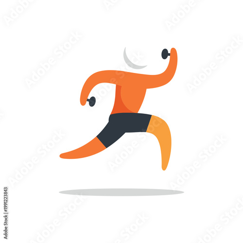 Energetic Runner with Dumbbells, Dynamic Fitness Illustration