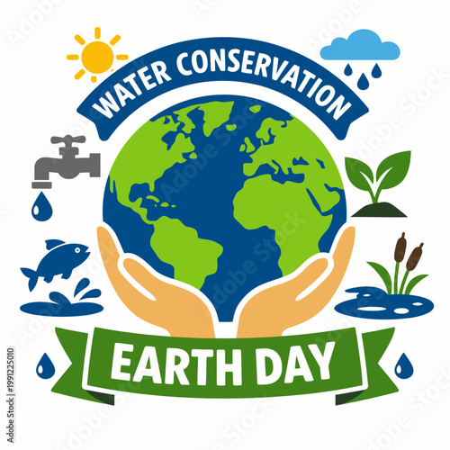 Water Conservation Earth Day Vector