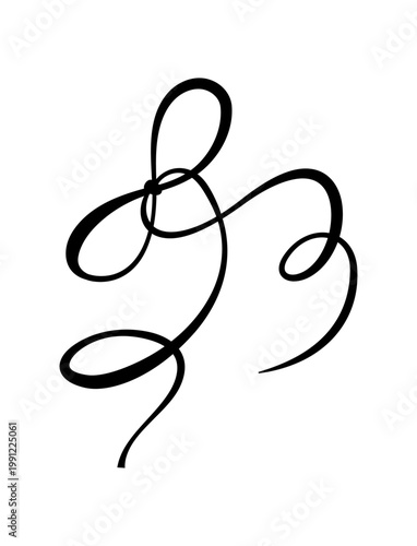 Elegant vintage wedding bow in white and black. Decorative romantic ribbon knot as whimsical hand drawn line doodle. Cute coquette border for card or invite, minimal retro frame and classic graphic