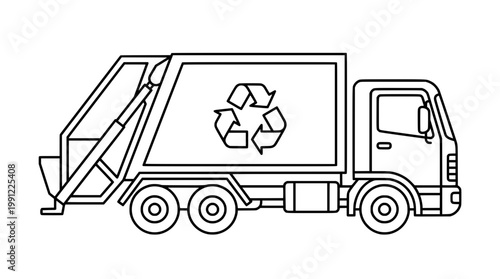 Garbage Truck Outline Icon Modern Style