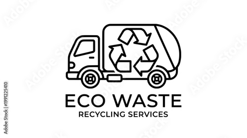 Eco Waste Truck Icon Logo Minimal Vector