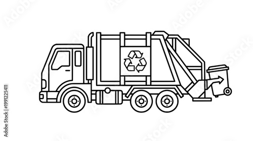 Garbage Truck Outline Icon Modern Style
