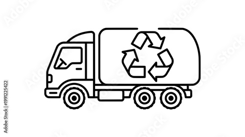 Eco Waste Truck Icon Logo Minimal Vector