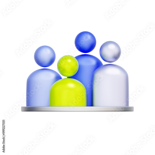 Cuadro en lienzo 3D illustration of user avatars with highlighted figure for standout candidate, team leadership, talent recognition, diverse workforce, employee selection, and human resources