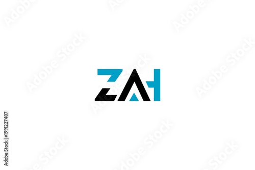 Free Download Modern ZAH Monogram Logo: Blue & Black Geometric Lettermark for Tech, Corporate, & Minimalist Brands - GFXLoad