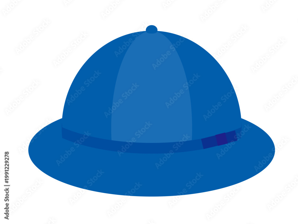 Fototapeta premium Blue School Hat Vector Illustration: Japanese Primary Student Uniform Cap for Back to School and Child Safety Concept Isolated on White
