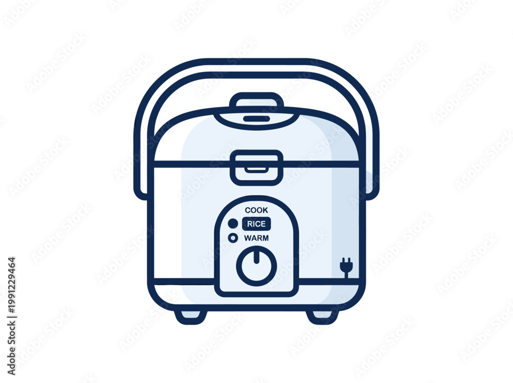 Obraz premium Electric rice cooker with cord on a kitchen countertop.