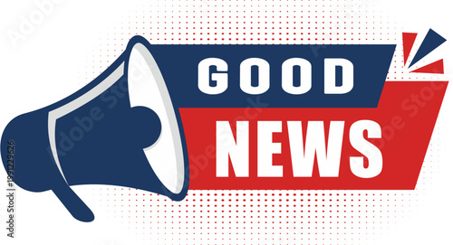 Good news  vector banner with megaphone. Special shop proposition concept. Vector illustration