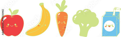 Colorful and wholesome food items an illustration of fruits vegetables and dairy