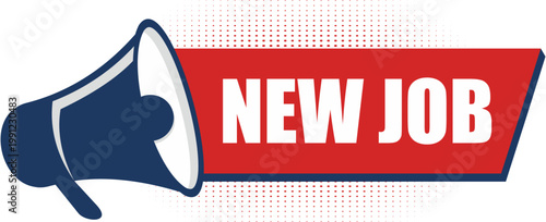 Now job banner vector with megaphone.