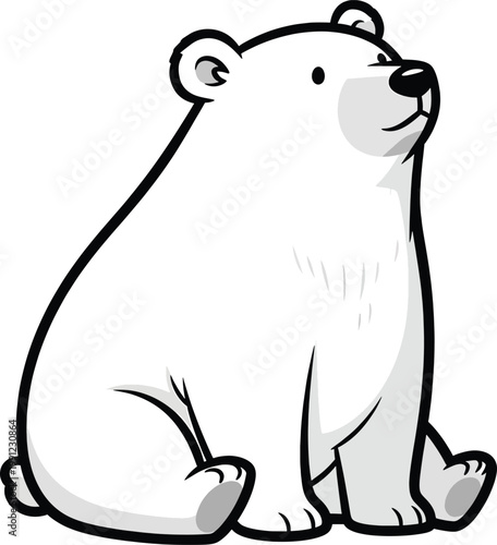 A White Polar Bear Sitting Looking Upward With A Calm Curious Expression
