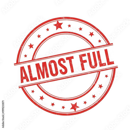 Almost full red stamp with stars isolated on transparent background