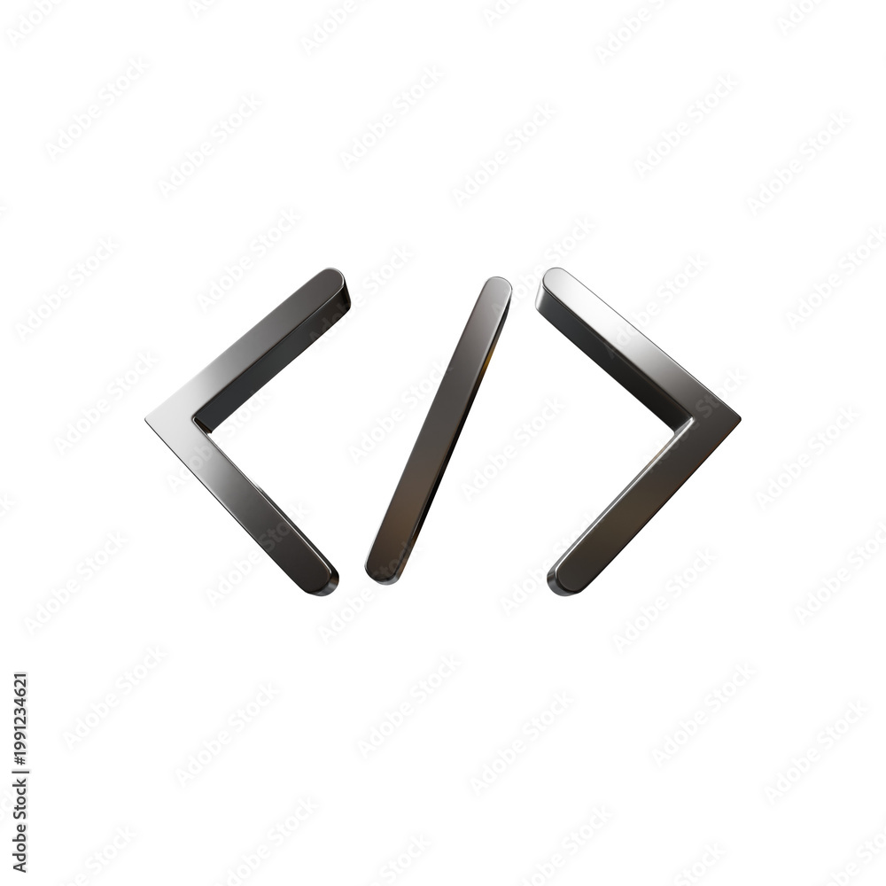 Obraz premium 3d icon chrome embed symbol