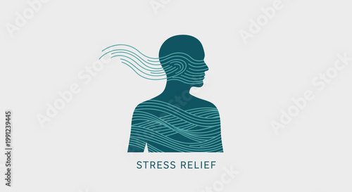 Abstract graphic illustrating mental well-being and inner peace, symbolizing the calm flow of thoughts for effective stress relief and relaxation