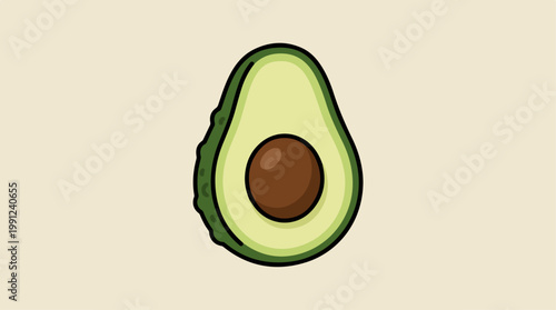 Avocado Fruit Cut Open Half.