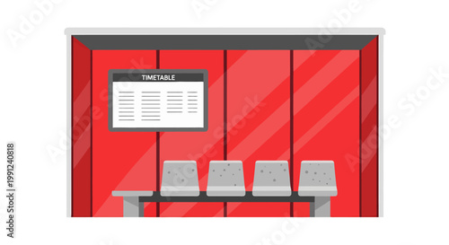 Modern airport terminal waiting area with empty seats and flight information display.