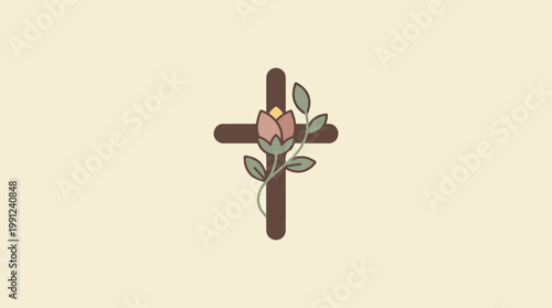 Brown Cross with Pink Flowers Decoration.