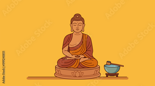Buddha statue in meditation position.