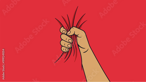 Cartoon hand with clenched fist gesture.