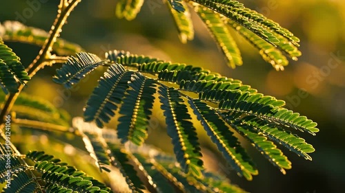 Close-up of green plant leaves in sunlight.