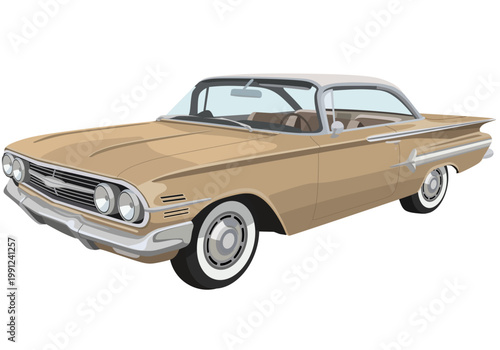 vector illustration of a vintage 1960-style American classic 4-door hardtop car