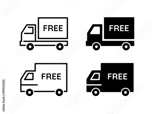 シンプルな送料無料のアイコンセット FREE ベクターイラスト