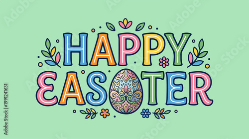 Colorful Happy Easter Egg Decoration.