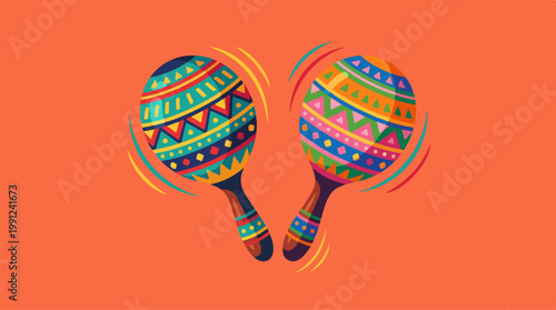 Colorful maracas musical instruments.