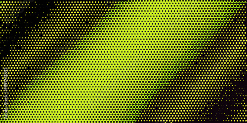 Abstract halftone pattern featuring a partial face in green and black